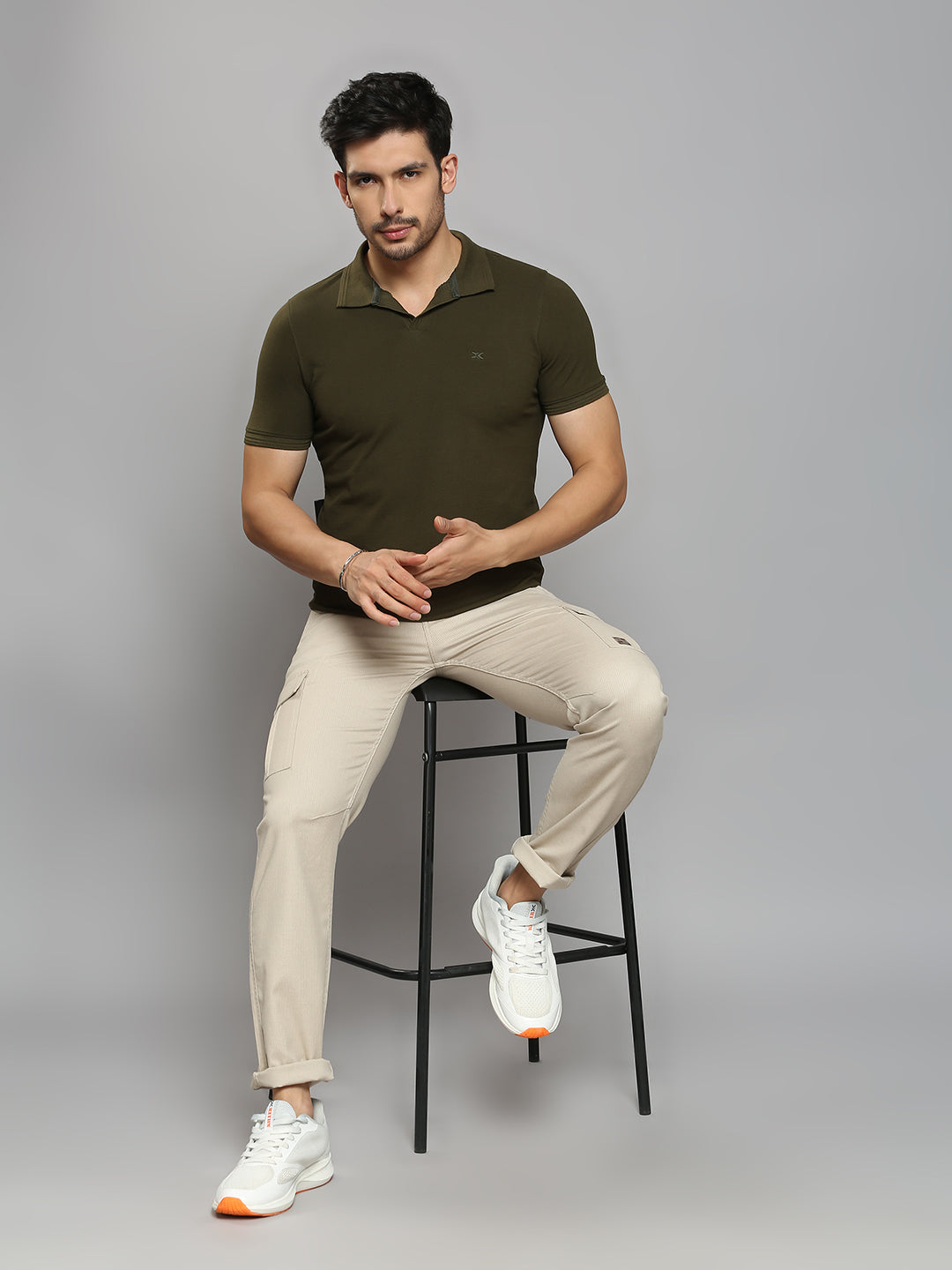 Men's Olive Printed Slim Fit T-Shirts