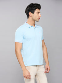 Men's Light Blue Printed Slim Fit T-Shirts