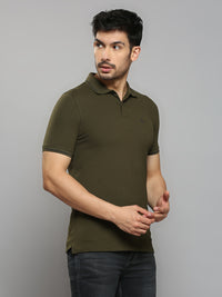 Men's Olive Printed Slim Fit T-Shirts