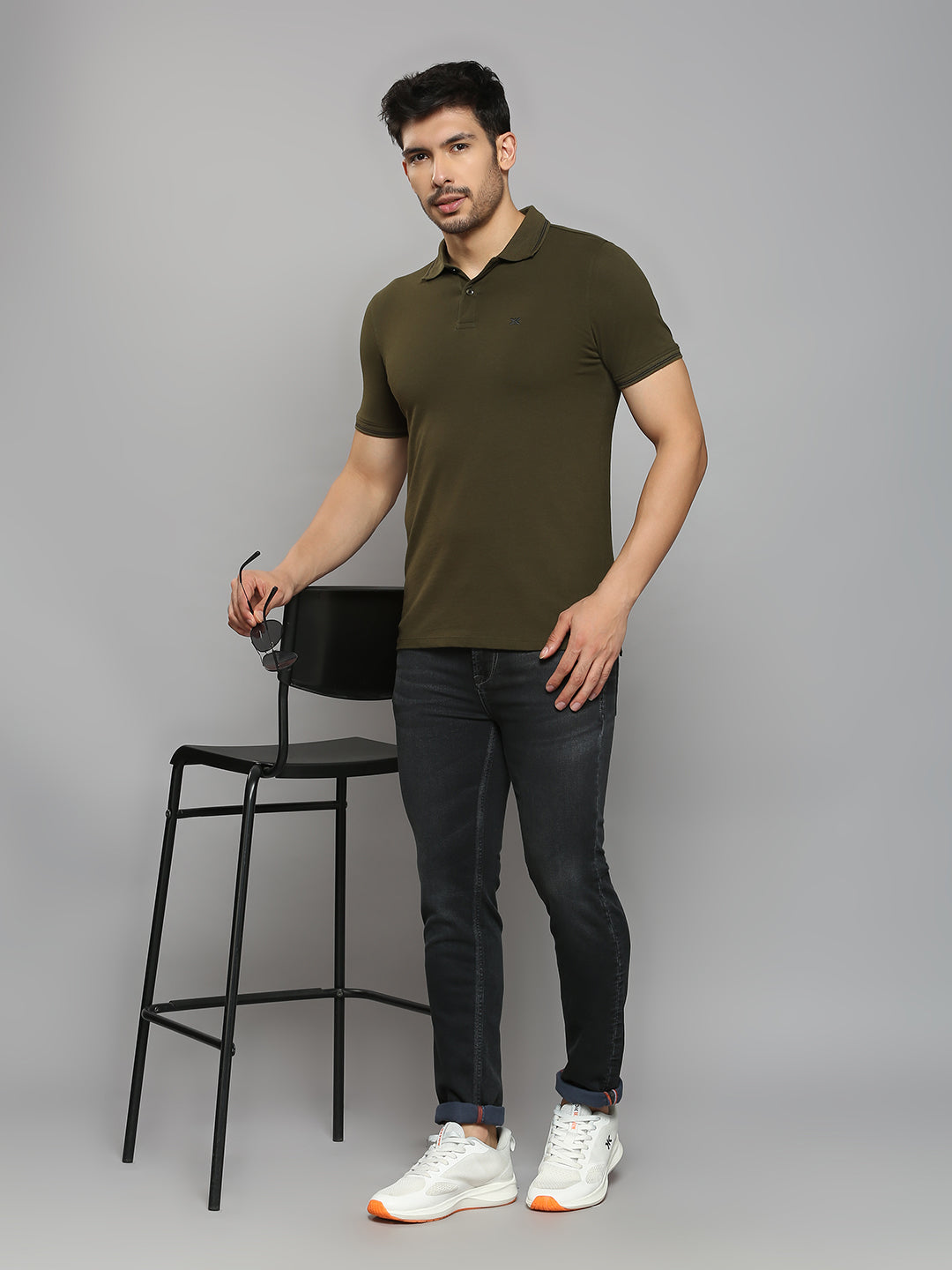 Men's Olive Printed Slim Fit T-Shirts