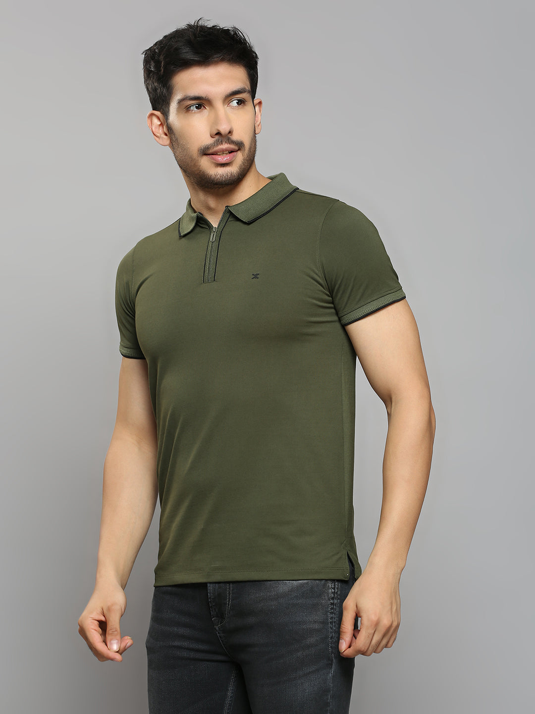Men's Olive Printed Slim Fit T-Shirts