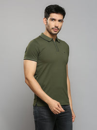 Men's Olive Printed Slim Fit T-Shirts