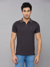 Men's Grey Printed Slim Fit T-Shirts