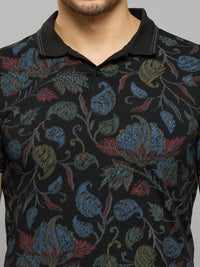 Men's Black Printed Slim Fit T-Shirts