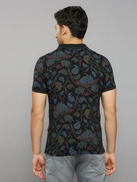 Men's Black Printed Slim Fit T-Shirts