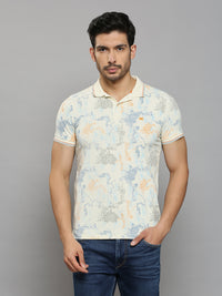 Men's Off White Printed Slim Fit T-Shirts