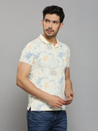 Men's Off White Printed Slim Fit T-Shirts