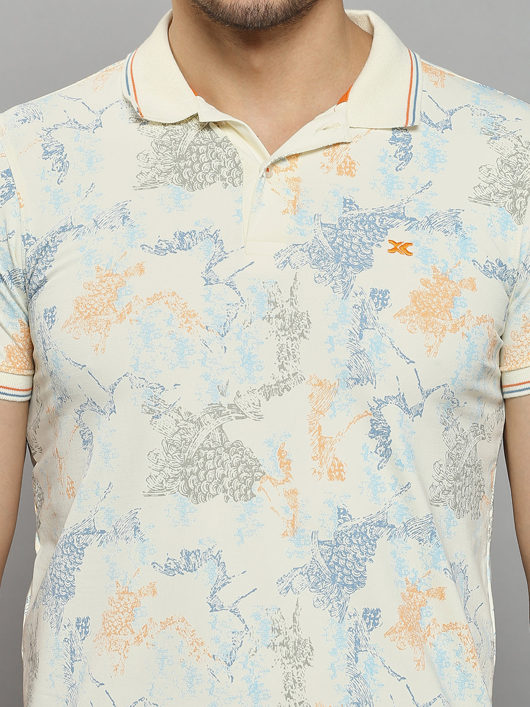 Men's Off White Printed Slim Fit T-Shirts