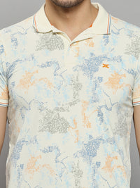 Men's Off White Printed Slim Fit T-Shirts