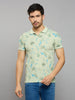 Men's Green Printed Slim Fit T-Shirts