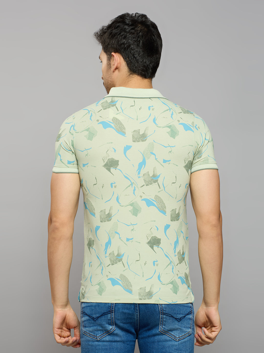 Men's Green Printed Slim Fit T-Shirts