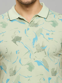 Men's Green Printed Slim Fit T-Shirts