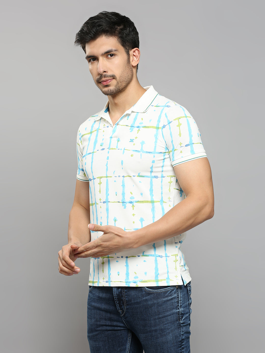 Men's White Printed Slim Fit T-Shirts