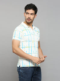 Men's White Printed Slim Fit T-Shirts