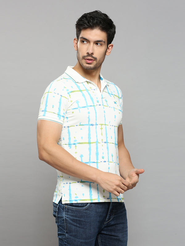Men's White Printed Slim Fit T-Shirts