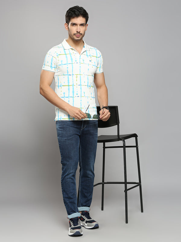 Men's White Printed Slim Fit T-Shirts