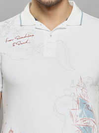 Men's White Printed Slim Fit T-Shirts