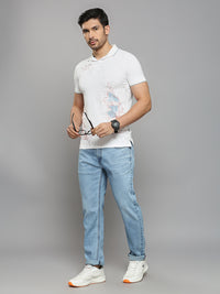 Men's White Printed Slim Fit T-Shirts