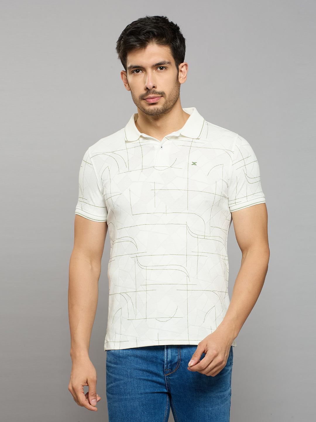 Men's White Printed Slim Fit T-Shirts