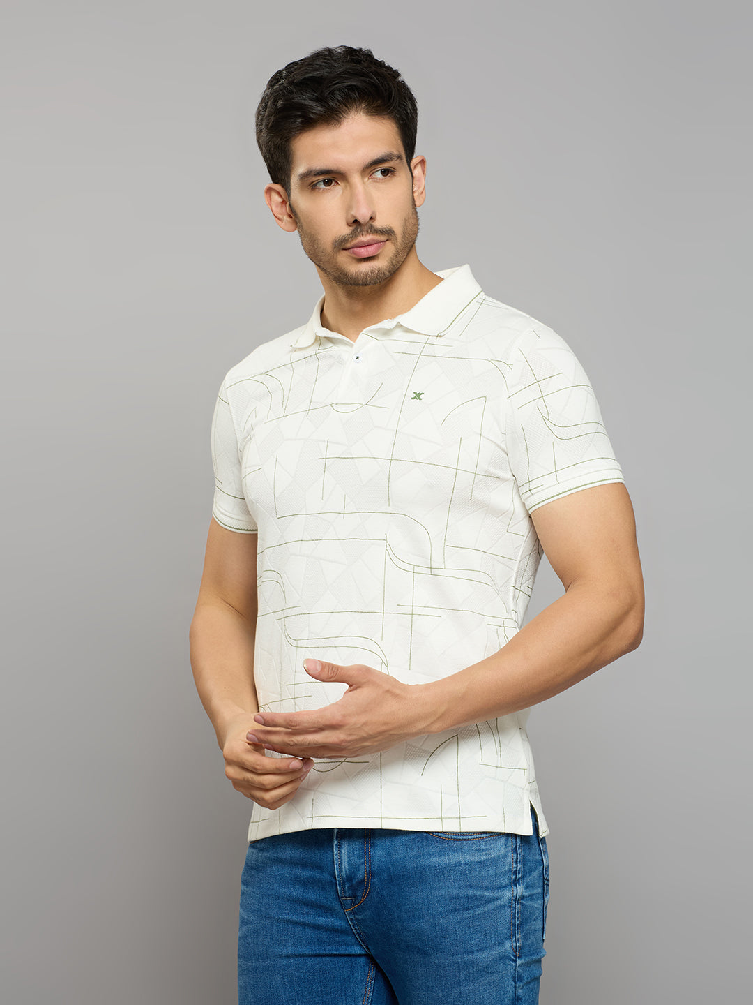 Men's White Printed Slim Fit T-Shirts