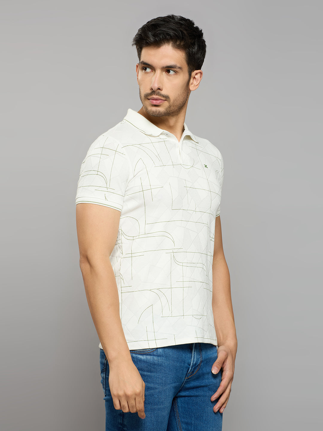 Men's White Printed Slim Fit T-Shirts