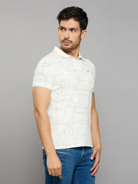 Men's White Printed Slim Fit T-Shirts
