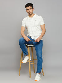 Men's White Printed Slim Fit T-Shirts