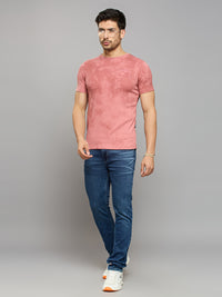 Men's Pink Printed Slim Fit T-Shirts