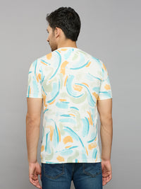 Men's White Printed Slim Fit T-Shirts