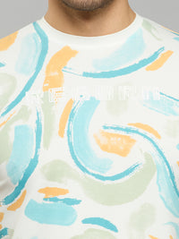 Men's White Printed Slim Fit T-Shirts