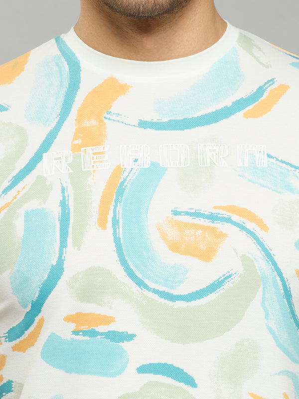 Men's White Printed Slim Fit T-Shirts