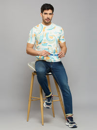 Men's White Printed Slim Fit T-Shirts