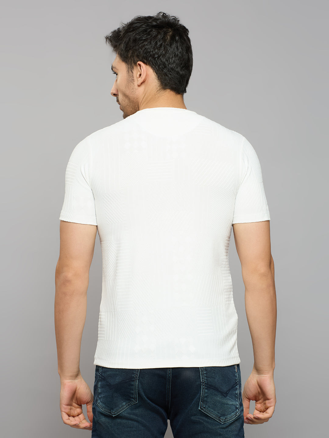 Men's White Printed Slim Fit T-Shirts
