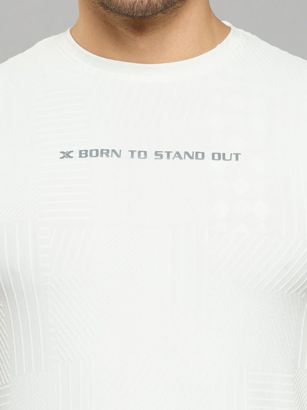 Men's White Printed Slim Fit T-Shirts
