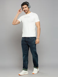 Men's White Printed Slim Fit T-Shirts