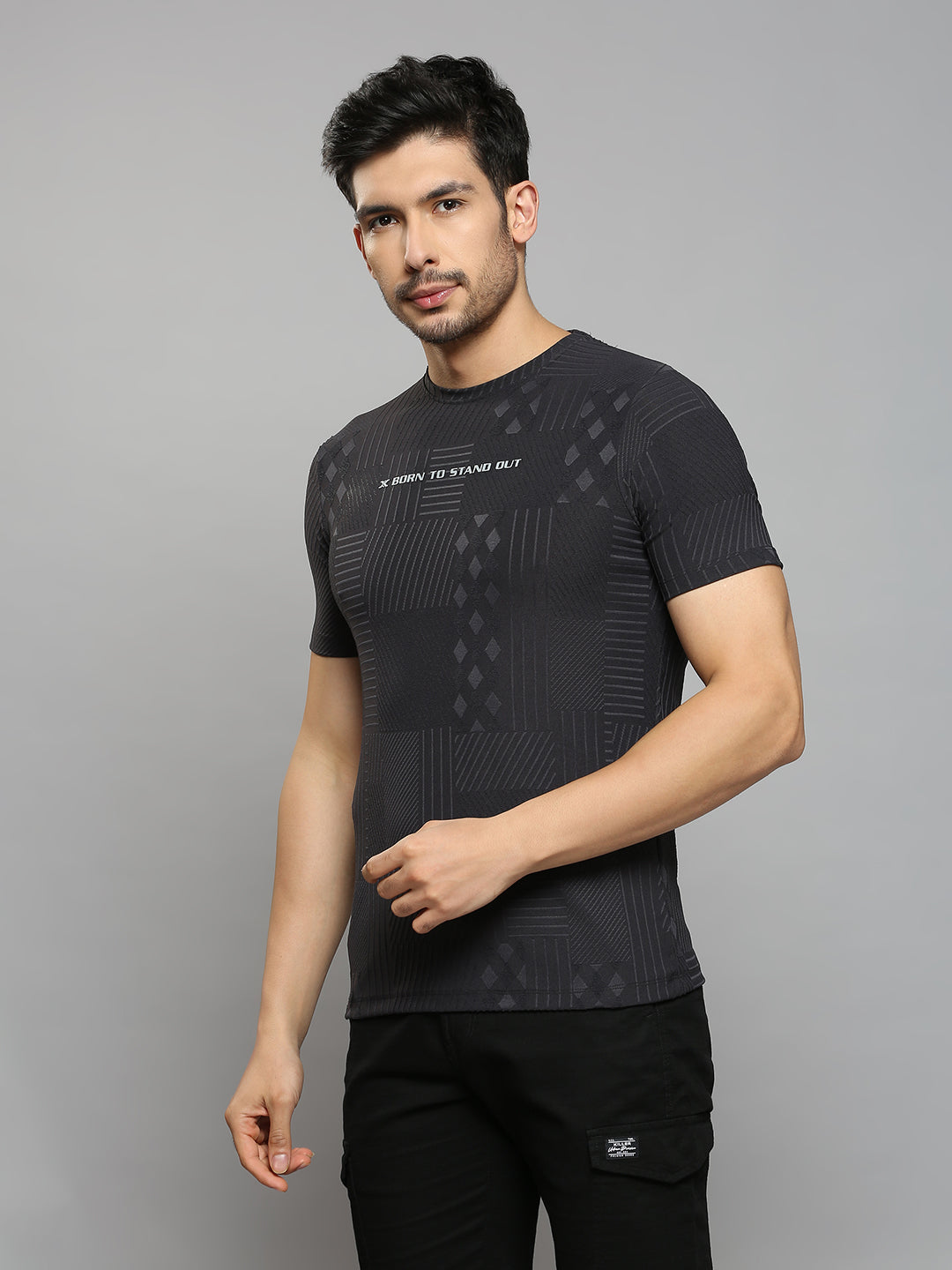 Men's Black Printed Slim Fit T-Shirts