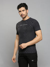 Men's Black Printed Slim Fit T-Shirts