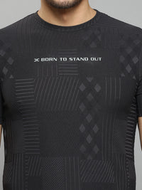 Men's Black Printed Slim Fit T-Shirts