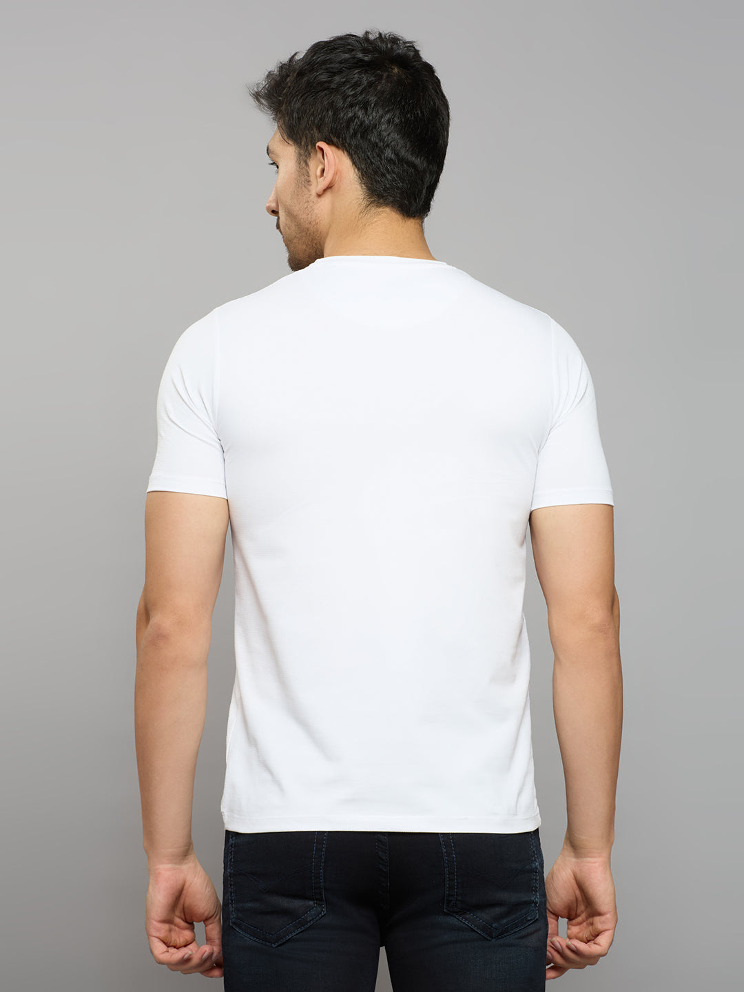 Men's White Printed Slim Fit T-Shirts