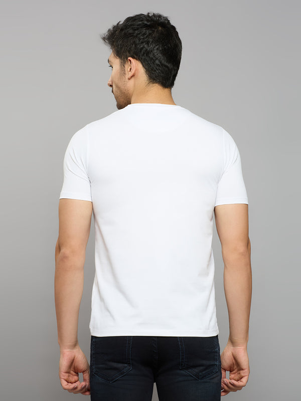 Men's White Printed Slim Fit T-Shirts