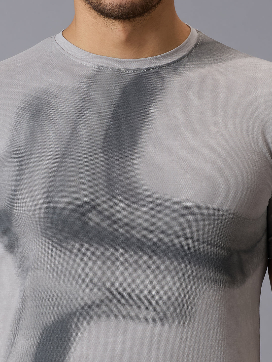 Men's Grey Printed Slim Fit T-Shirts