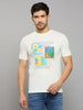 Men's White Printed Slim Fit T-Shirts