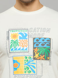 Men's White Printed Slim Fit T-Shirts