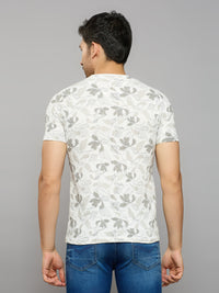 Men's White Printed Slim Fit T-Shirts
