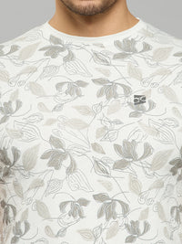 Men's White Printed Slim Fit T-Shirts
