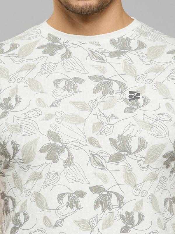 Men's White Printed Slim Fit T-Shirts