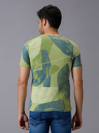 Men's Green Printed Slim Fit T-Shirts