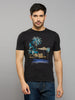 Men's Black Printed Slim Fit T-Shirts