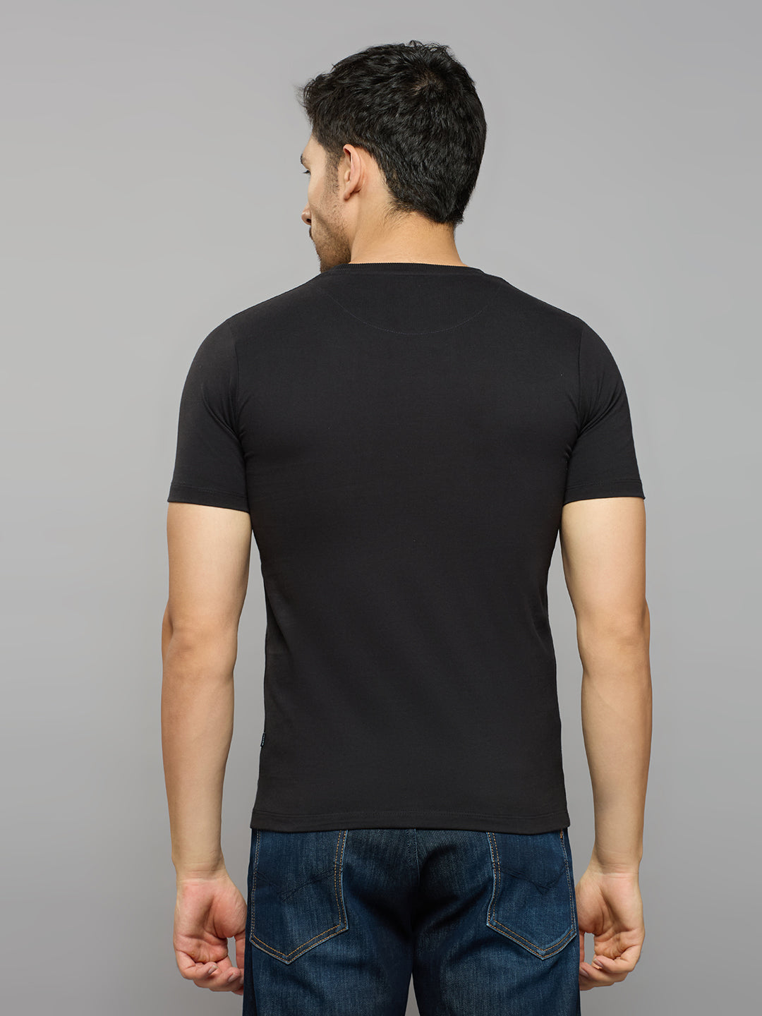 Men's Black Printed Slim Fit T-Shirts