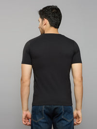 Men's Black Printed Slim Fit T-Shirts